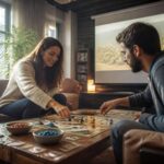 Écran de projection : soirée jeux à deux en grand format